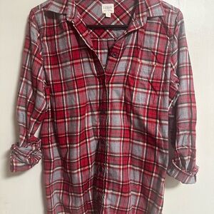 J. Crew Red and Gray Plaid Shirt